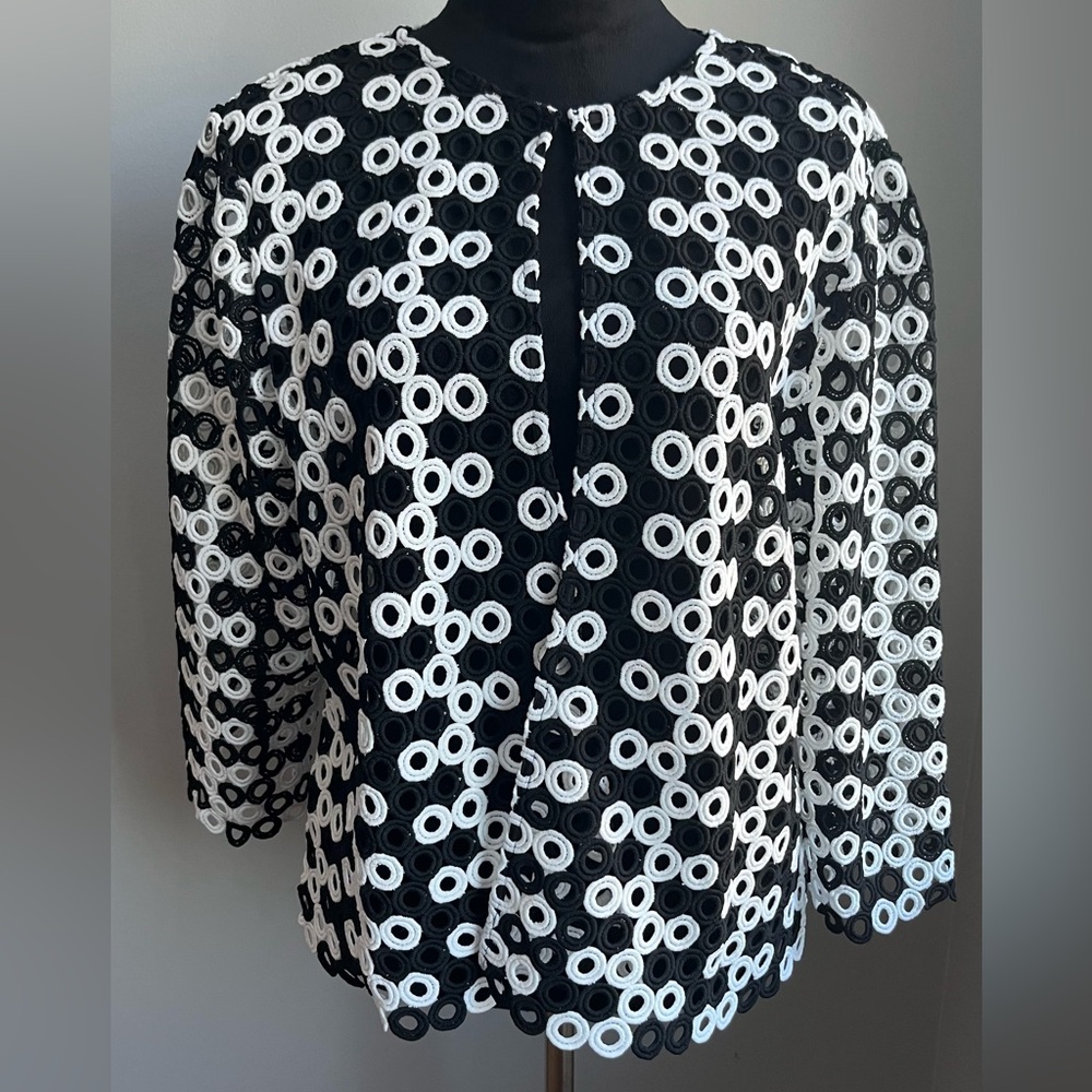 Chico's Black And White Circle Pattern Cardigan-S… - image 1